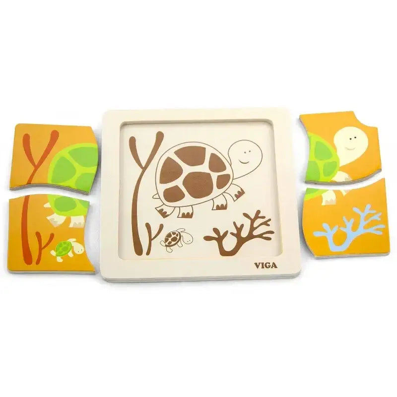 Drewniane puzzle VIGA zestaw 12 plansz po 4 elementy - zabawki-dla-dziewczynki