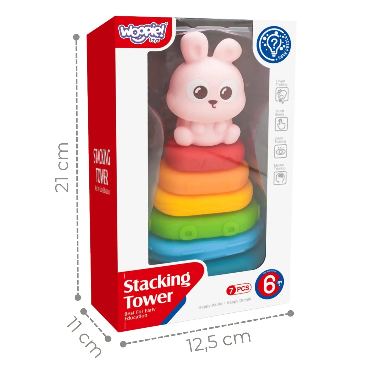 Sensoryczna wieża sorter WOOPIE BABY do nauki przez zabawę