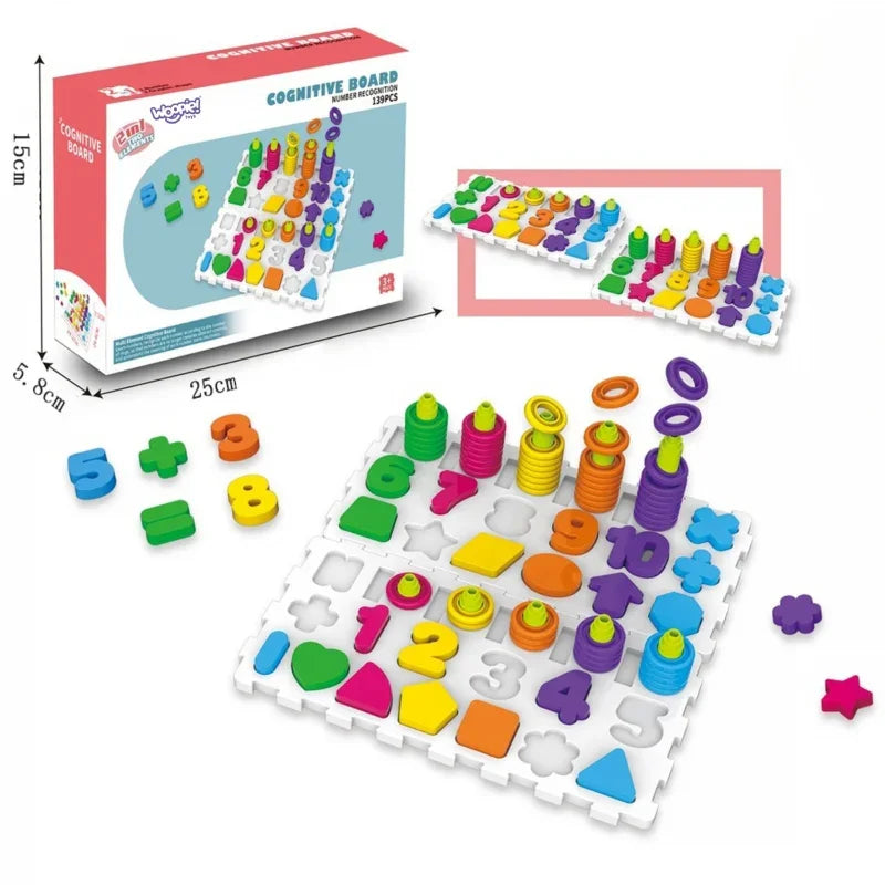 WOOPIE Układanka Montessori Sorter Trening Mózgu Literki Cyferki 139 el - zabawki-dla-dziewczynki