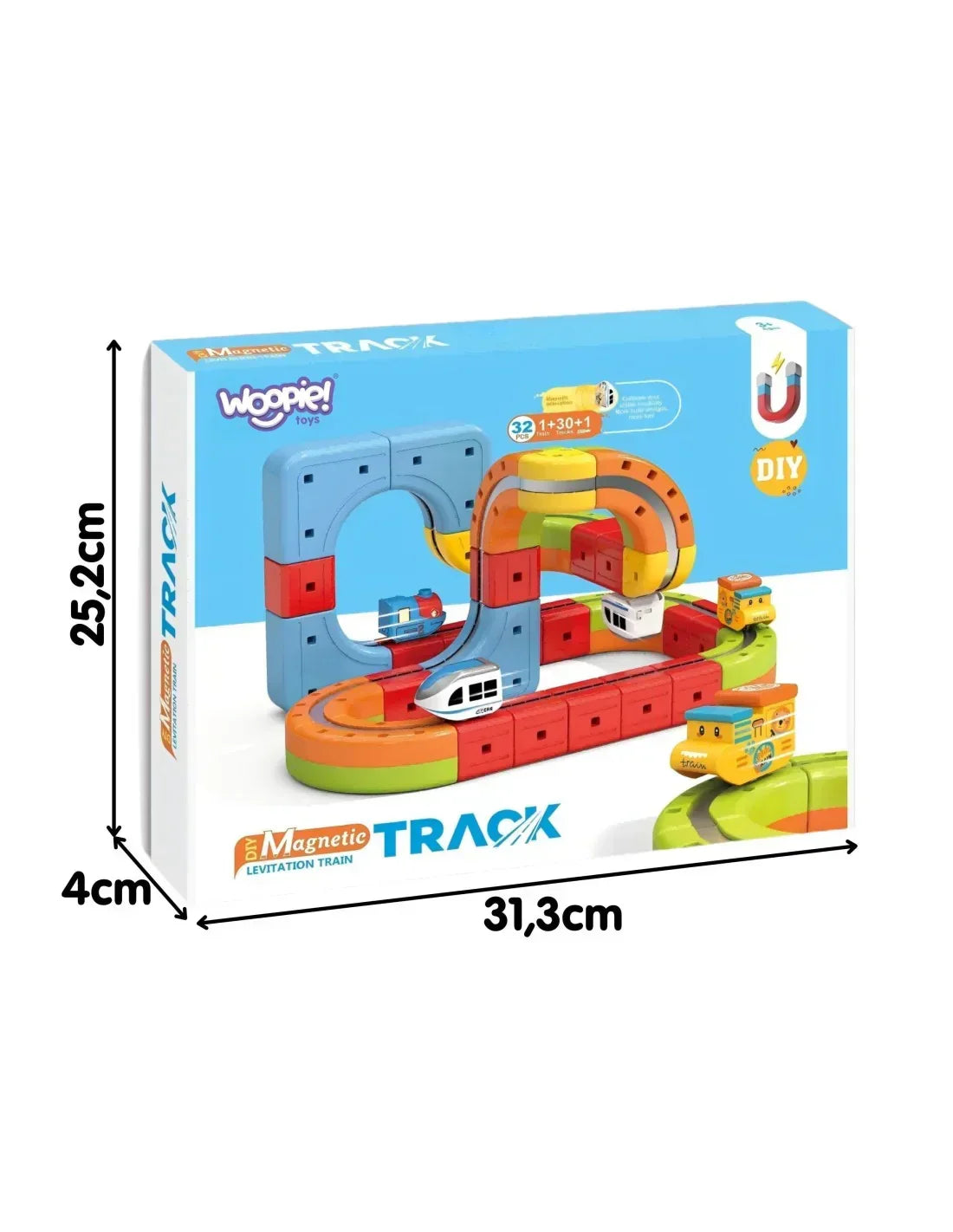 8-WOOPIE Magiczna Kolejka Kostkowa Klocki Konstrukcyjne Tor Antygrawitacyjny Magnetyczny 32el.-8