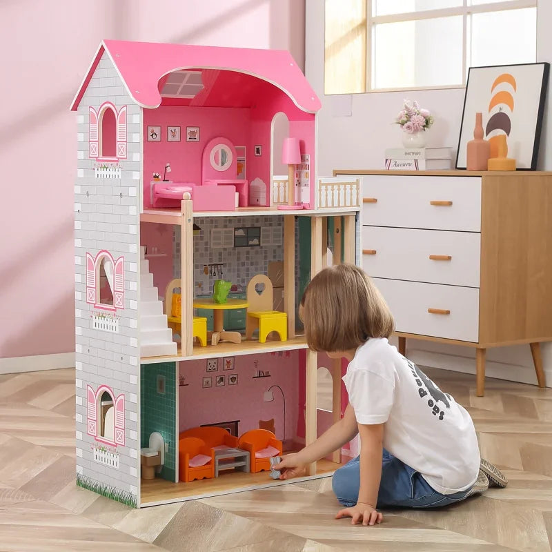 VIGA Duży Drewniany Domek dla Lalek - zabawki-dla-dziewczynki