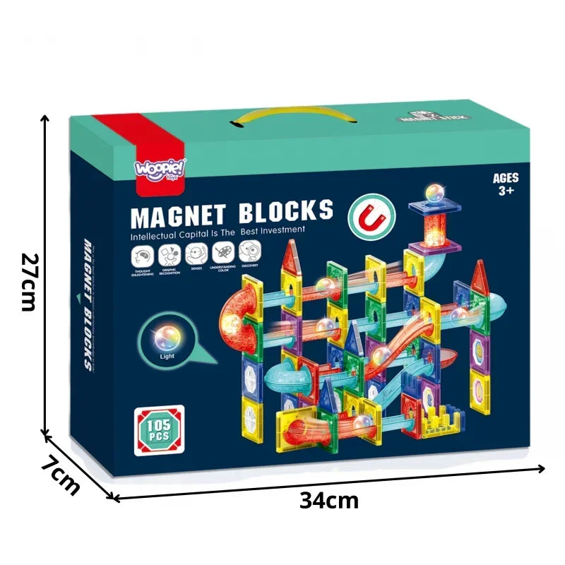 WOOPIE zestaw konstrukcyjny 3D z magnetycznych klocków i torem LED - zabawki-dla-dziewczynki