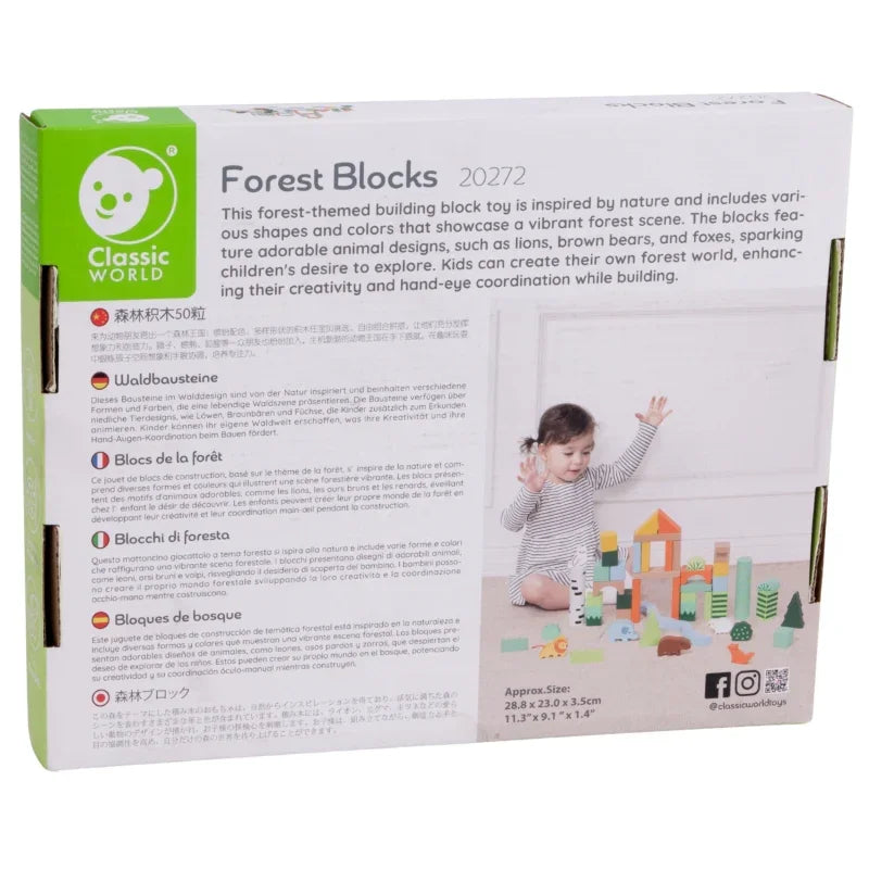 CLASSIC WORLD Zestaw Drewnianych Klocków Leśny Świat 50 el. - zabawki-dla-dziewczynki