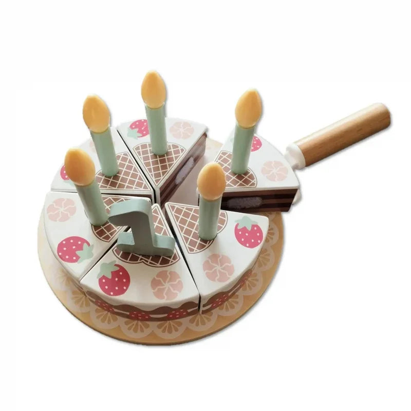 TOOKY TOY Drewniany Tort Urodzinowy ze Świeczkami Rzepy - zabawki-dla-dziewczynki