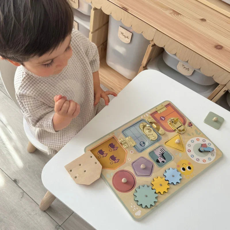 5-TOOKY TOY Tablica Manipulacyjna Zamki Zębatki Sorter Zegar-5