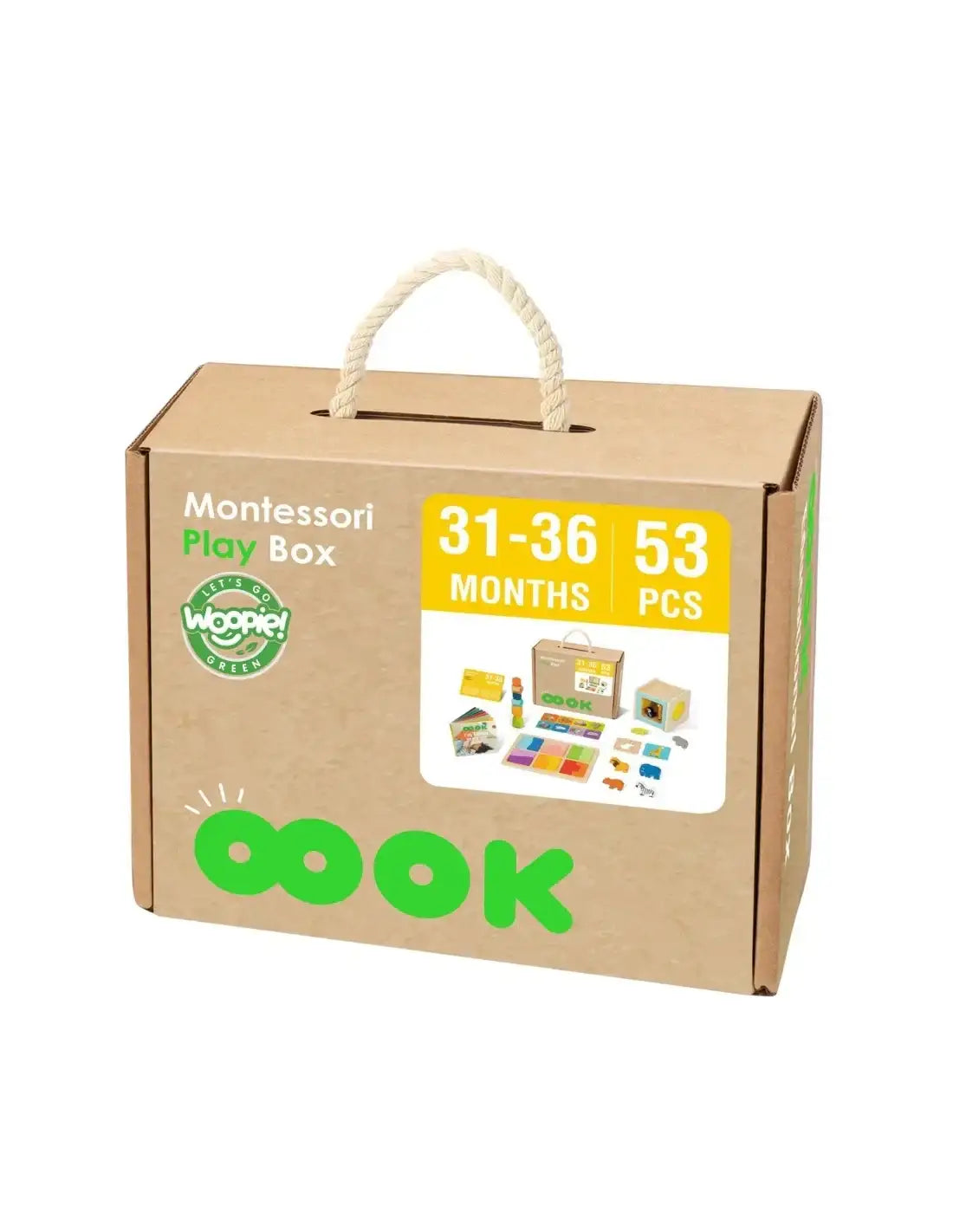 10-WOOPIE GREEN Box Pudełko XXL Montessori Edukacyjne 7w1 Sensoryczne 31-36 Mies. FSC-10