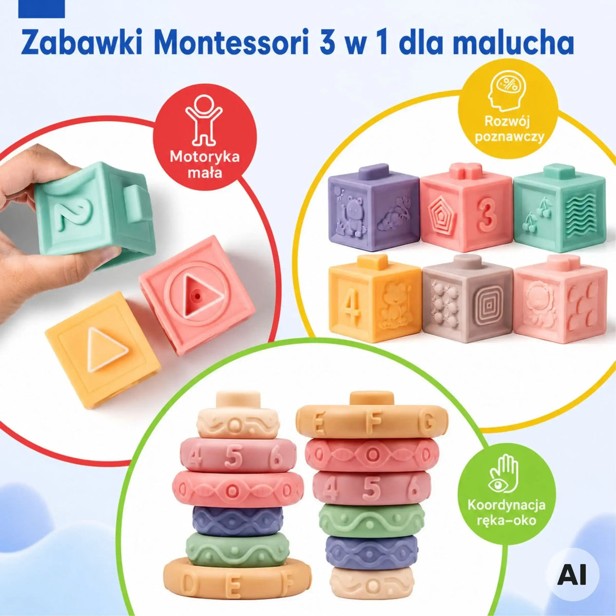 WOOPIE BABY kolorowe miękkie klocki dla najmłodszych