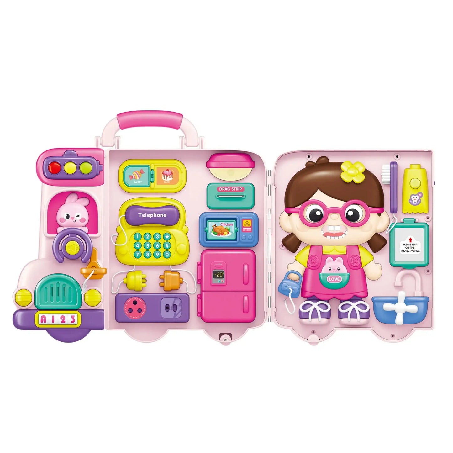 5-WOOPIE BABY Interaktywna Tablica Manipulacyjna Busy Car Walizka 3w1 Dźwięk Światło-5