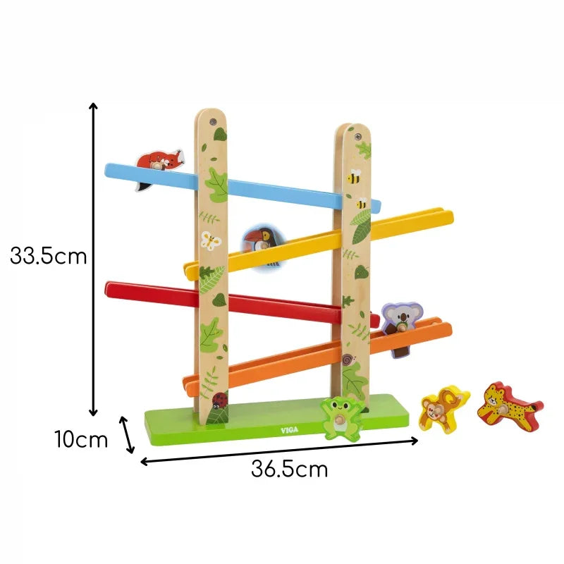 VIGA Drewniana Zjeżdżalnia dla Zwierzątek Dżungla 7 el. - zabawki-dla-dziewczynki