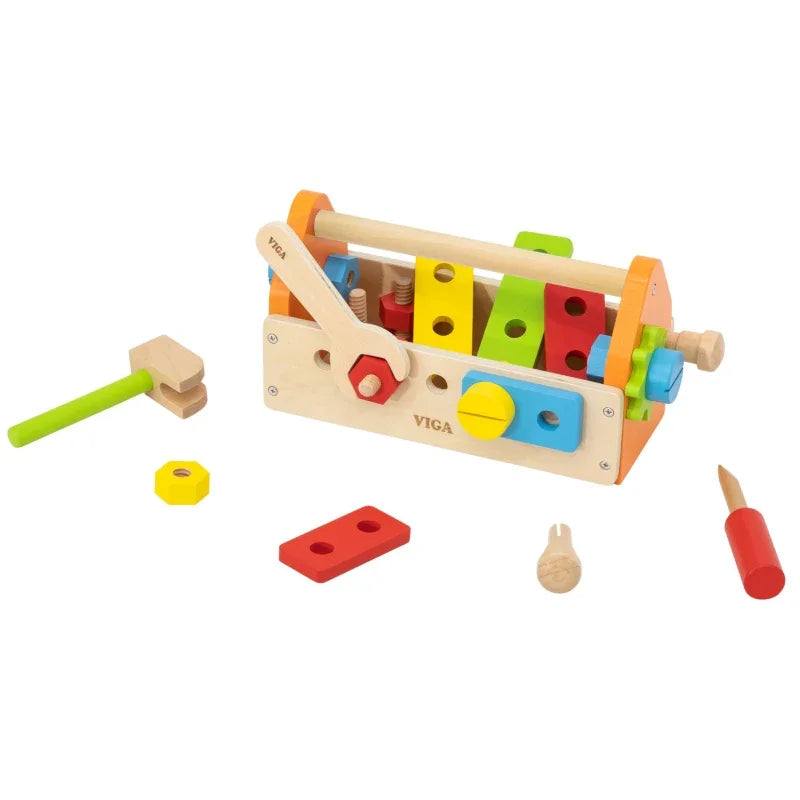 Viga Skrzynka Na Narzędzia Zestaw Drewniany - zabawki-dla-dziewczynki