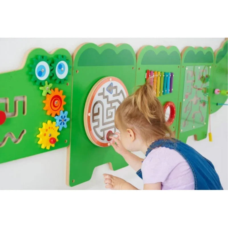 VIGA Tablica Sensoryczna Manipulacyjna Krokodyl Certyfikat FSC Montessori - zabawki-dla-dziewczynki