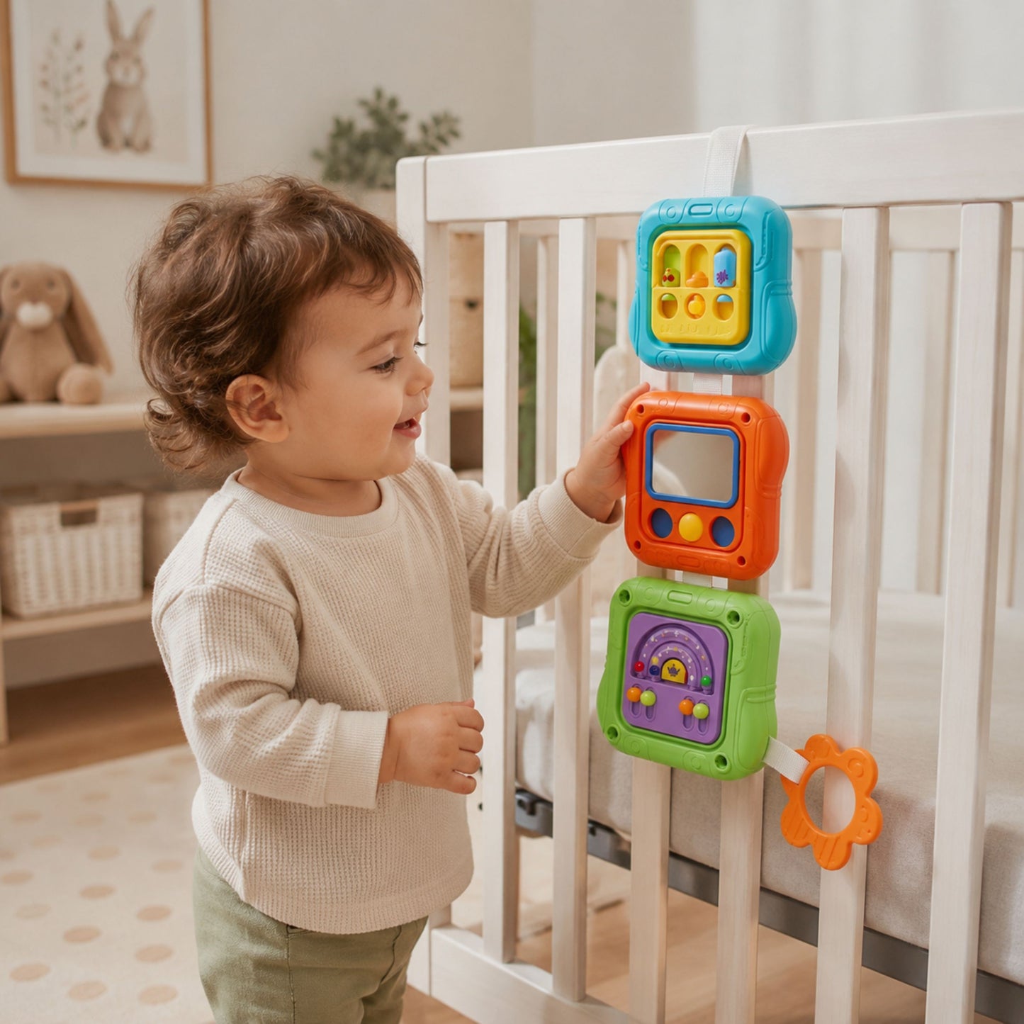 7-WOOPIE BABY Kostka Sensoryczna Manipulacyjna 6w1 Edukacyjna Zabawka Interaktywna-7