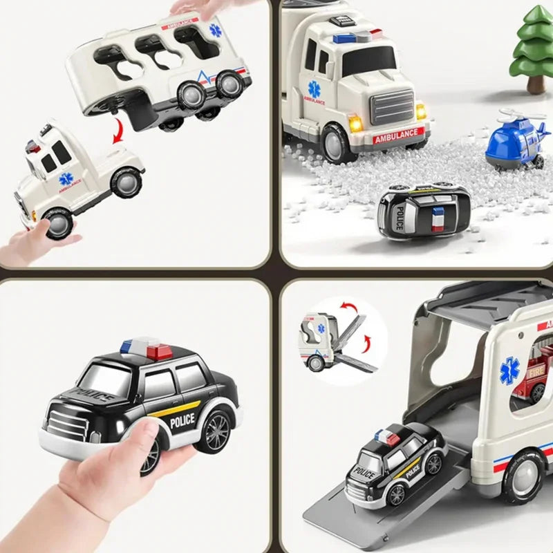 WOOPIE Laweta Drogowa zestaw 5 Aut - Ambulans - zabawki-dla-dziewczynki