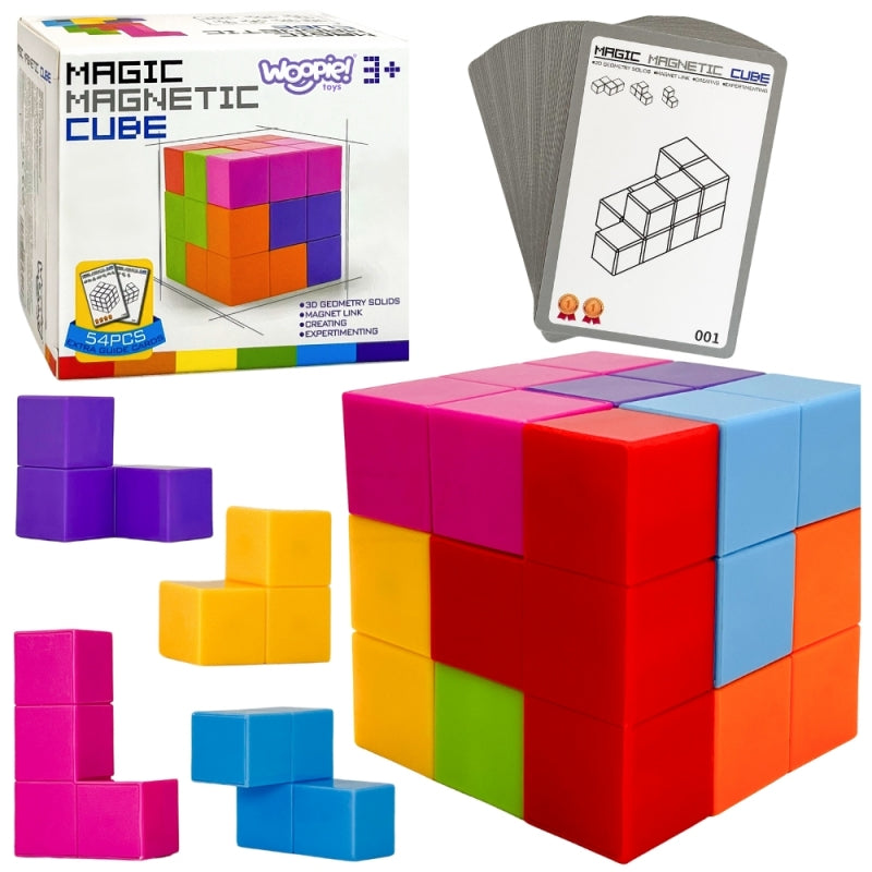 WOOPIE Układanka Kostka Tetris 3D z kolorowymi magnetycznymi kostkami