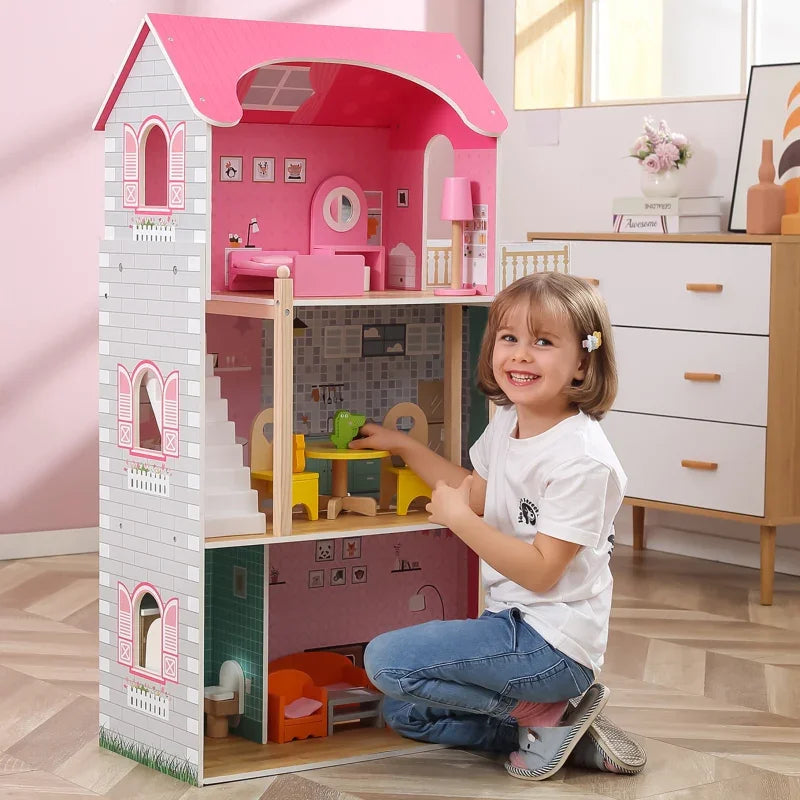 VIGA Duży Drewniany Domek dla Lalek - zabawki-dla-dziewczynki