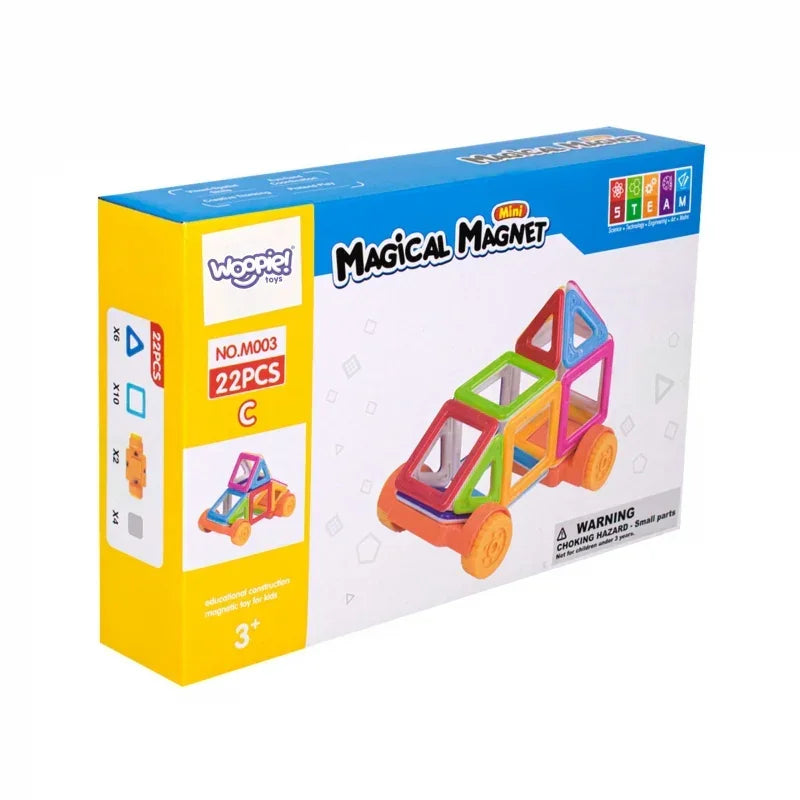 WOOPIE zestaw 22 el. klocki magnetyczne pojazd mini budowle - zabawki-dla-dziewczynki