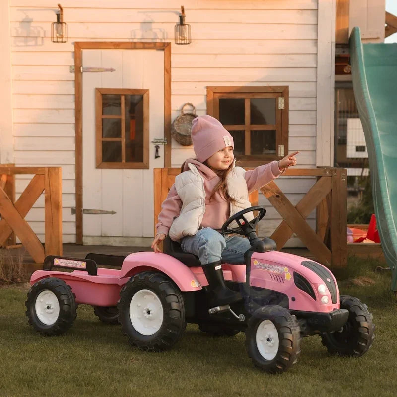 FALK Traktor Country Star Różowy na Pedały + Przyczepka i Klakson od 2 Lat. - zabawki-dla-dziewczynki