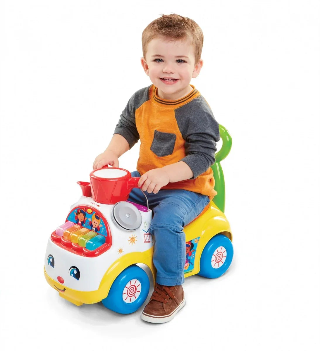 Jeździk Fisher Price Muzyczna Parada żółty - zabawki-dla-dziewczynki