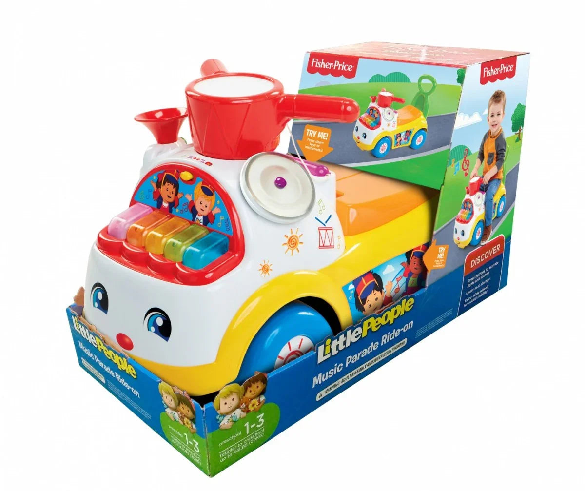 Jeździk Fisher Price Muzyczna Parada żółty - zabawki-dla-dziewczynki