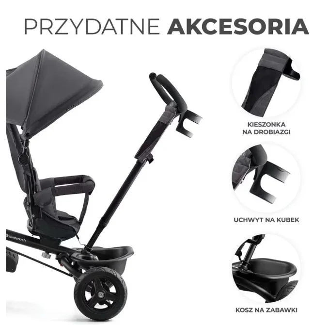 Rowerek trójkołowy AVEO MALACHITE GREY - zabawki-dla-dziewczynki