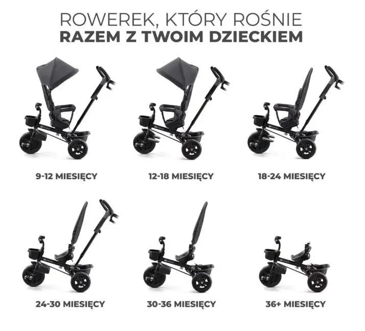 Rowerek trójkołowy AVEO MALACHITE GREY - zabawki-dla-dziewczynki
