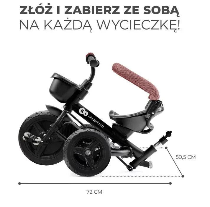 Rowerek trójkołowy AVEO ROSE PINK - zabawki-dla-dziewczynki
