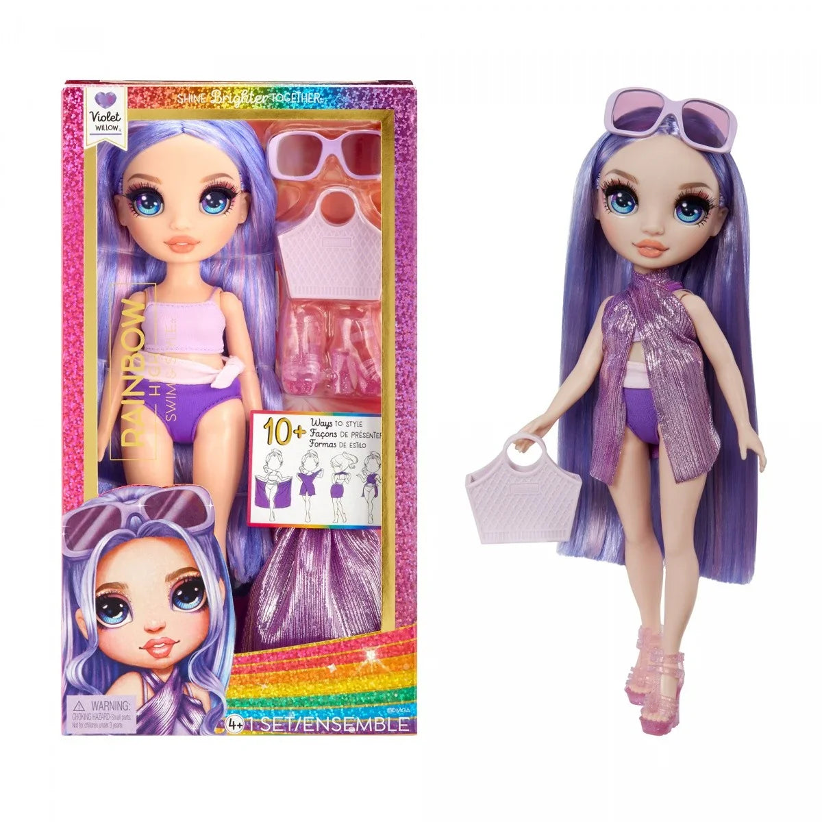 Lalka Rainbow High Swim Style Violet - zabawki-dla-dziewczynki