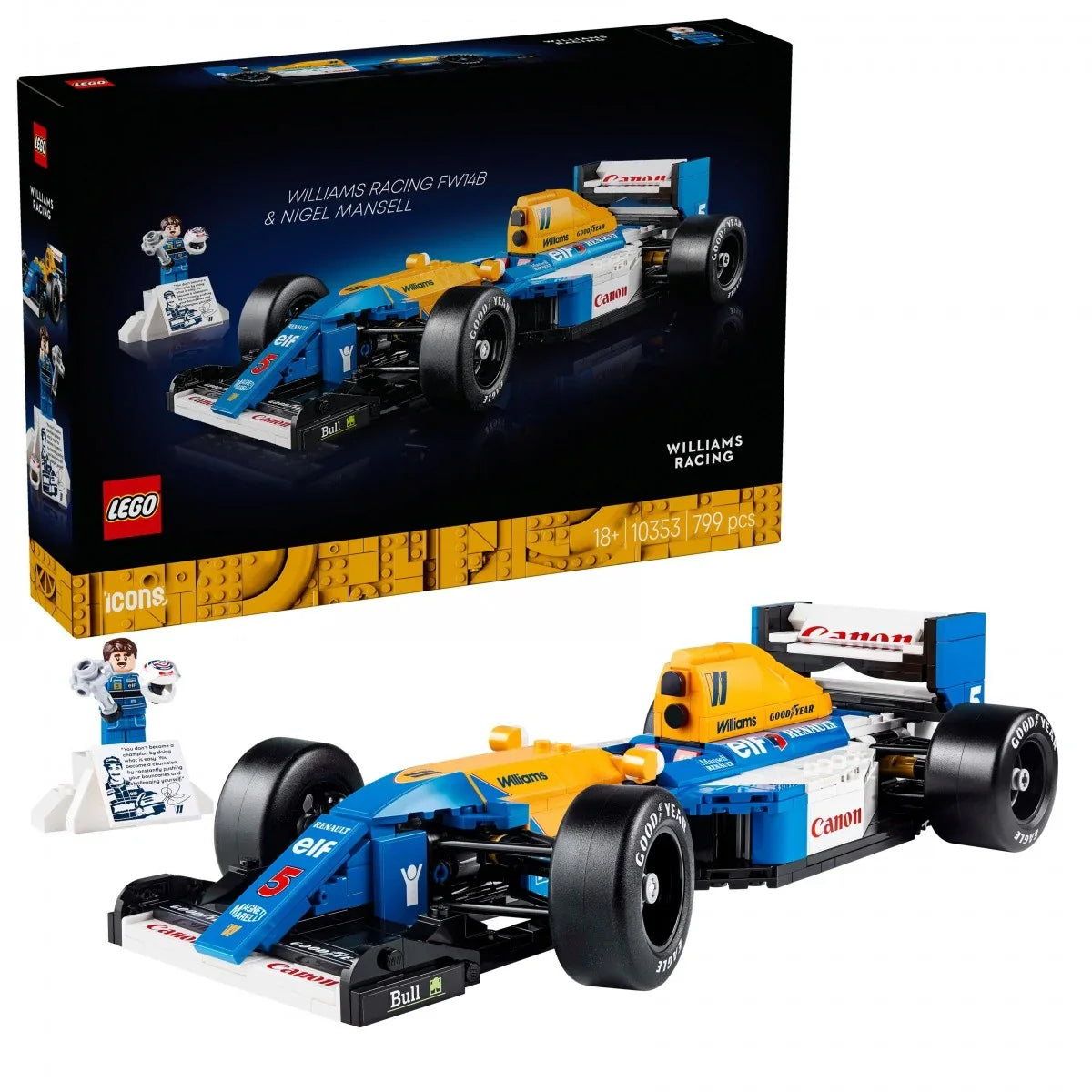 Klocki Icons 10353 Williams Racing FW14B i Nigel Mansell - zabawki-dla-dziewczynki