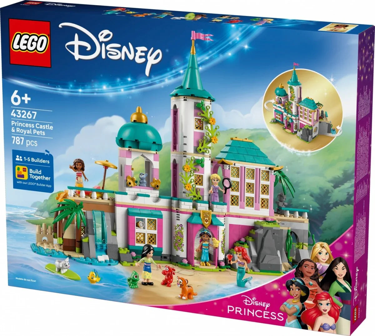 LEGO Klocki Disney 43267 Zamek księżniczek i królewskie zwierzaki - zabawki-dla-dziewczynki