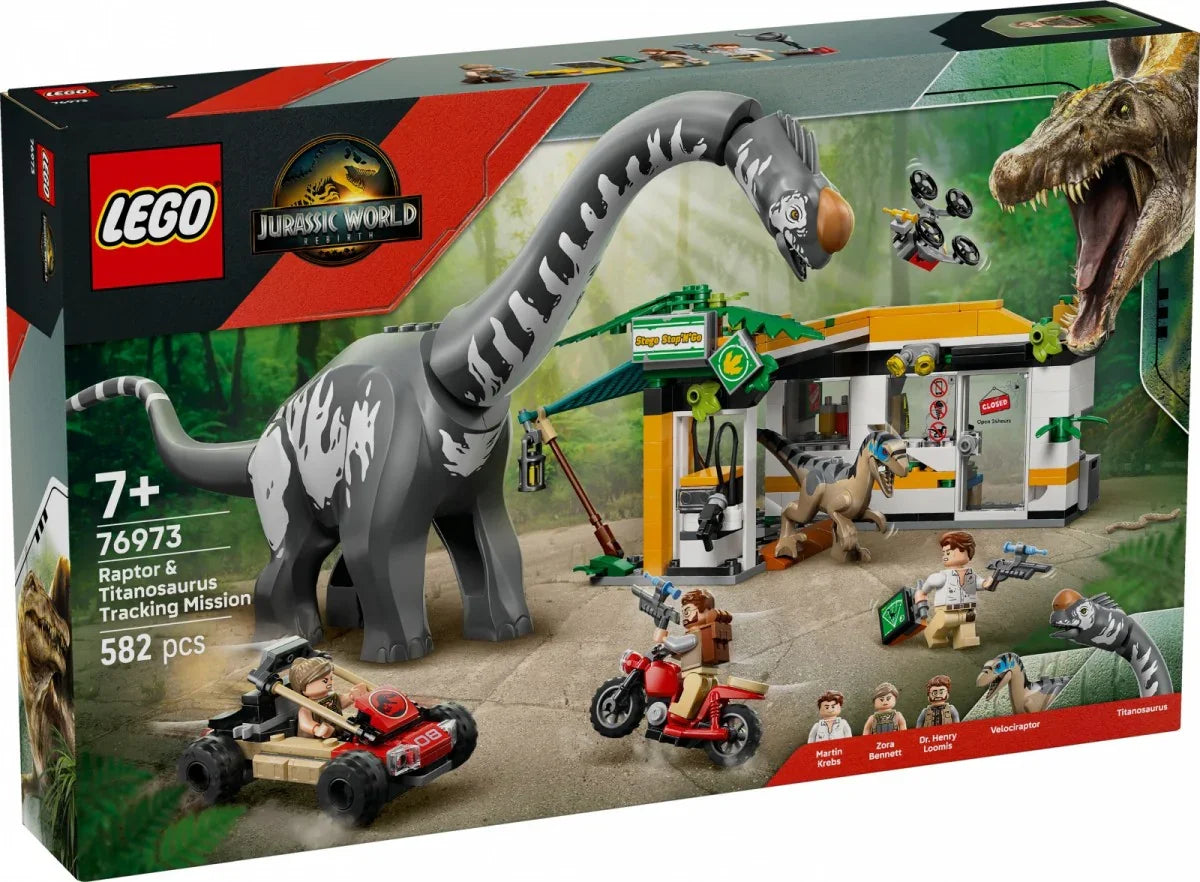 LEGO Klocki Jurassic World 76973 Na tropie tytanozaura i raptora - zabawki-dla-dziewczynki