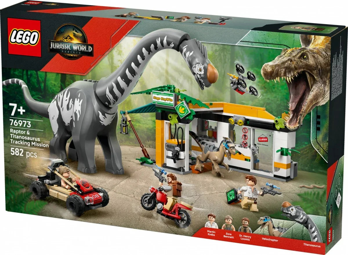 LEGO Klocki Jurassic World 76973 Na tropie tytanozaura i raptora - zabawki-dla-dziewczynki