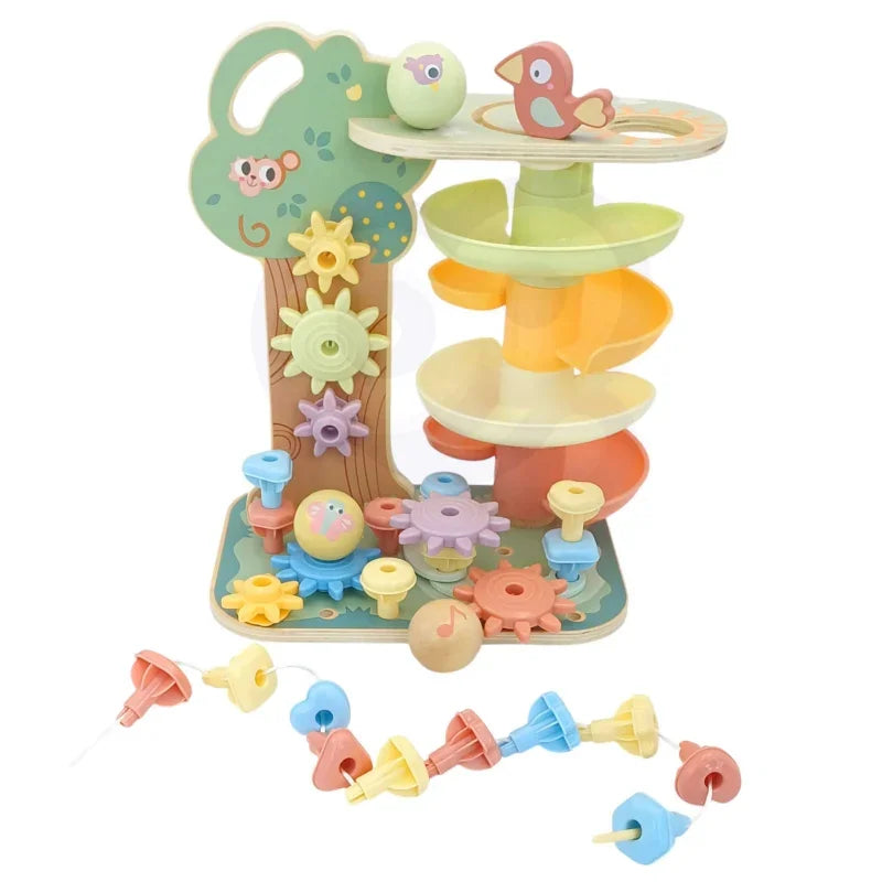 WOOPIE GREEN Drzewko Aktywności Kulodrom Montessori 4w1 - zabawki-dla-dziewczynki