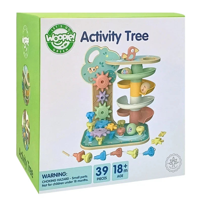 WOOPIE GREEN Drzewko Aktywności Kulodrom Montessori 4w1 - zabawki-dla-dziewczynki
