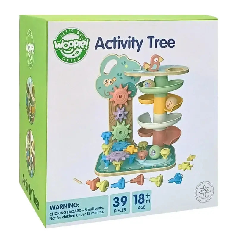 Montessori WOOPIE GREEN drzewko aktywności z kulodromem - zabawki-dla-dziewczynki