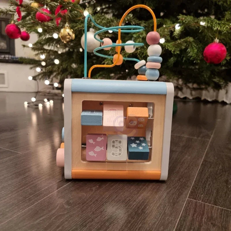 Viga PolarB Activity Box Drewniane Edukacyjne Centrum Gier 5w1 kostka - zabawki-dla-dziewczynki