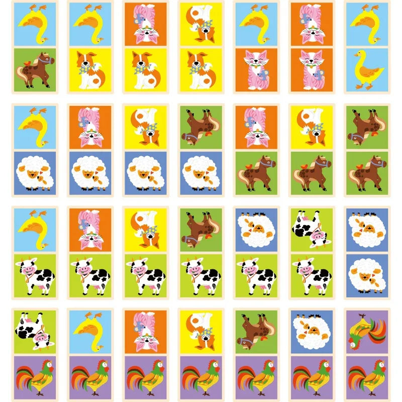 Drewniana gra Domino Farma Viga Toys 28 elementów Montessori - zabawki-dla-dziewczynki