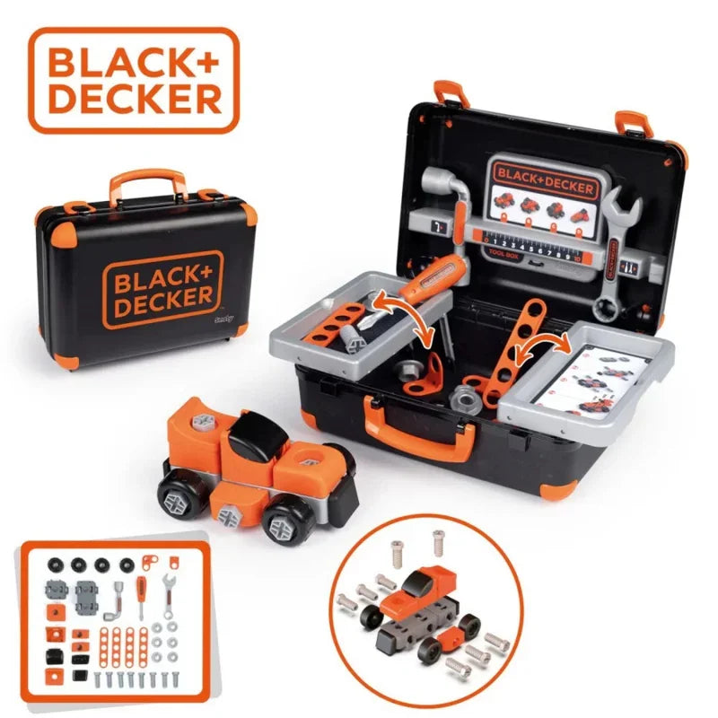 Smoby Black & Decker Walizka z Narzędziami + Samochód w Częściach - zabawki-dla-dziewczynki