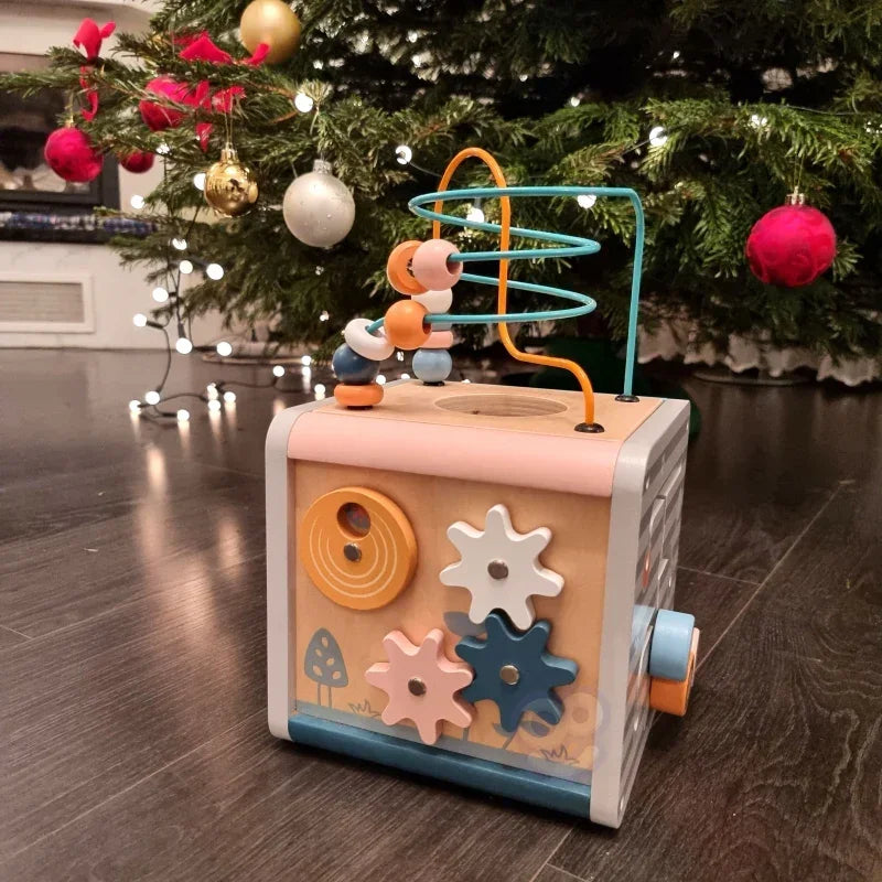 Viga PolarB Activity Box Drewniane Edukacyjne Centrum Gier 5w1 kostka - zabawki-dla-dziewczynki