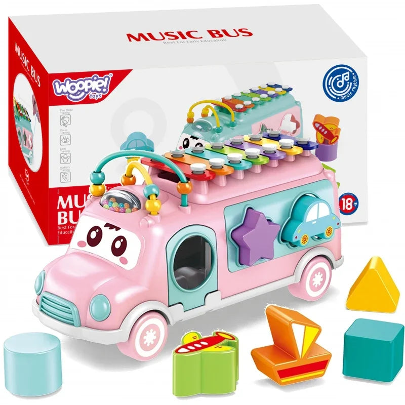 WOOPIE BABY Samochodzik Muzyczny Sorter z Cymbałkami Różowy - zabawki-dla-dziewczynki