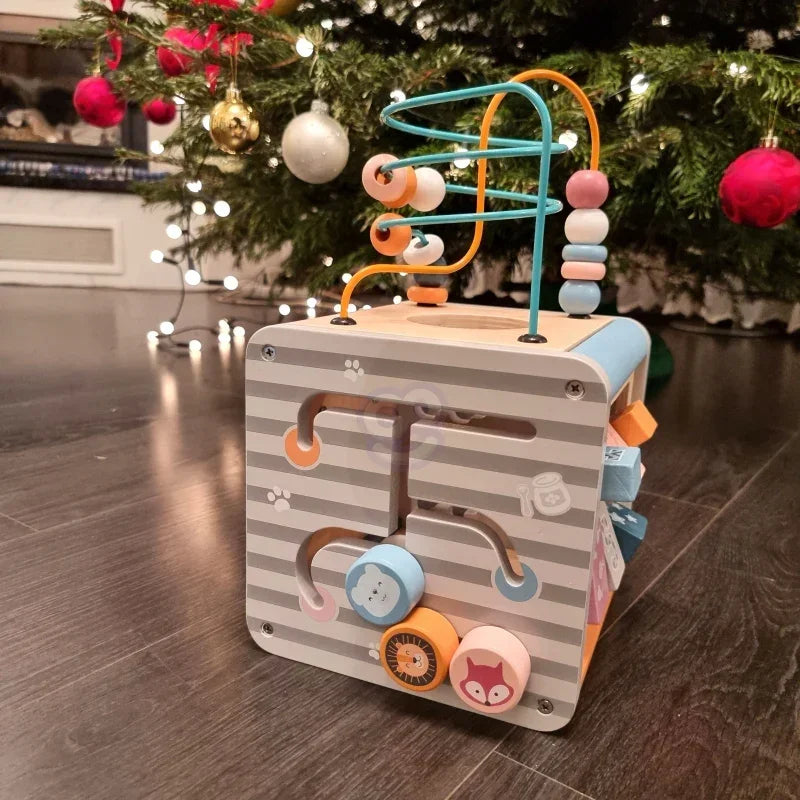 Viga PolarB Activity Box Drewniane Edukacyjne Centrum Gier 5w1 kostka - zabawki-dla-dziewczynki