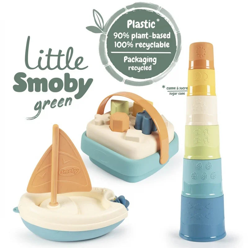 SMOBY Little Green Zestaw Łódka Wieża Sorter Bioplastik - zabawki-dla-dziewczynki
