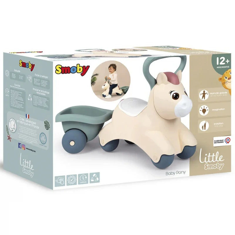 SMOBY Little Pierwszy Jeżdzik Pony Ride-On Kucyk z Przyczepką - zabawki-dla-dziewczynki