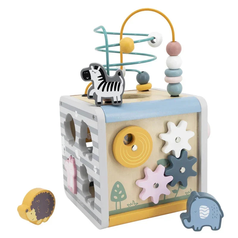 Viga PolarB Activity Box Drewniane Edukacyjne Centrum Gier 5w1 kostka - zabawki-dla-dziewczynki