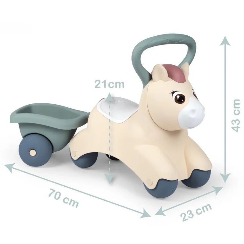 SMOBY Little Pierwszy Jeżdzik Pony Ride-On Kucyk z Przyczepką - zabawki-dla-dziewczynki