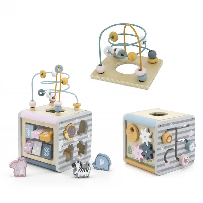 Viga PolarB Activity Box Drewniane Edukacyjne Centrum Gier 5w1 kostka - zabawki-dla-dziewczynki