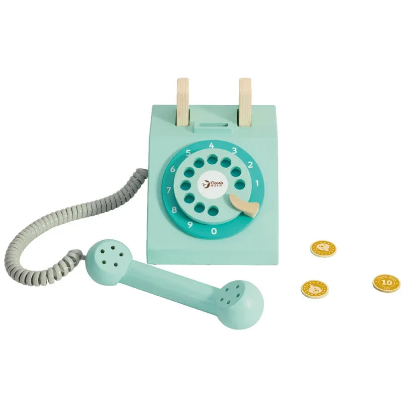 CLASSIC WORLD Klasyczny Drewniany Telefon dla Dzieci 4 el. - zabawki-dla-dziewczynki