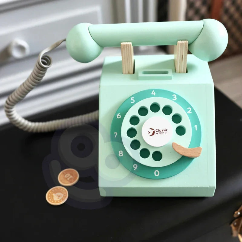 CLASSIC WORLD Klasyczny Drewniany Telefon dla Dzieci 4 el. - zabawki-dla-dziewczynki