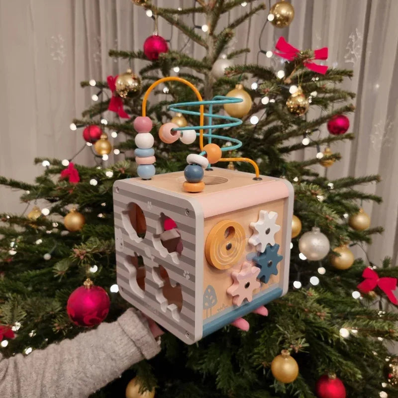 Viga PolarB Activity Box Drewniane Edukacyjne Centrum Gier 5w1 kostka - zabawki-dla-dziewczynki