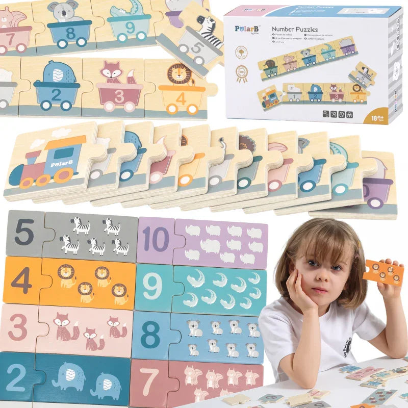 VIGA PolarB Drewniane Puzzle Numeryczne Cyferki Montessori - zabawki-dla-dziewczynki