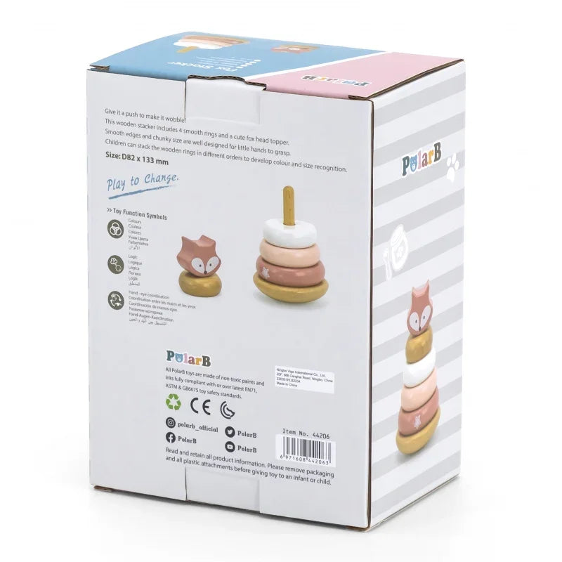 VIGA PolarB Drewniana Piramidka Edukacyjna - Lisek - zabawki-dla-dziewczynki